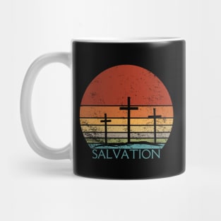 Salvation Christian Cross Sunset Silhouette Design Mug